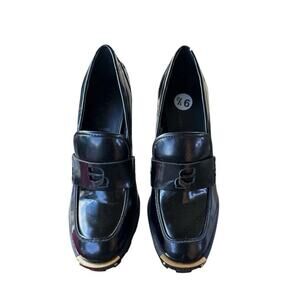 Karl Lagerfeld Paris Virna F 23 Black High Heels Patent Faux Leather 9.5